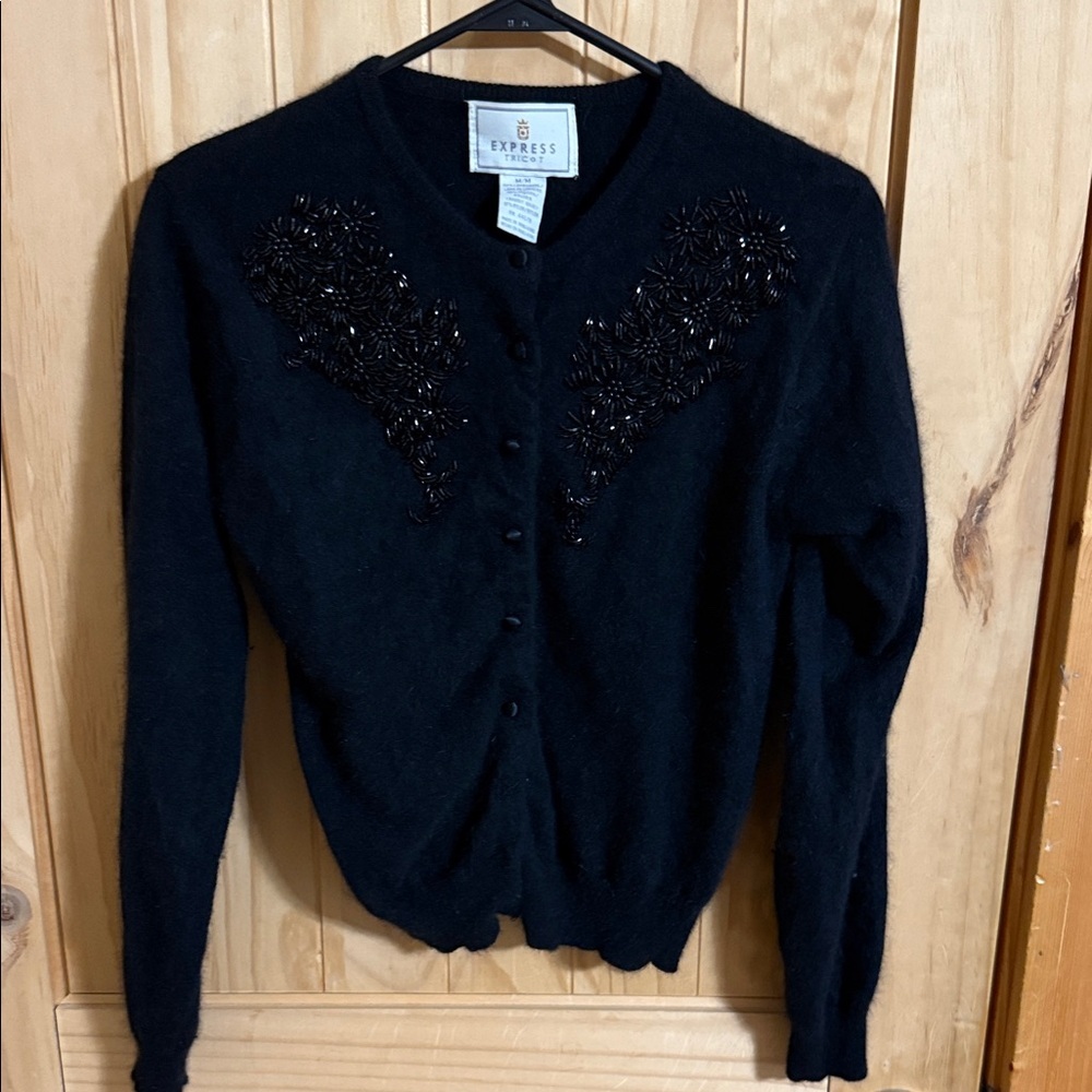 Express Tricot Women's Elegant Black Cardigan button up